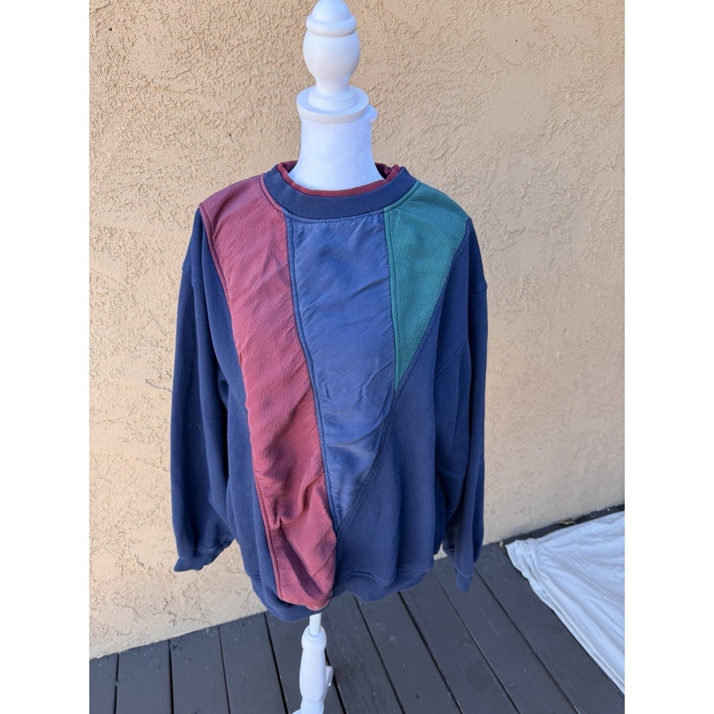 Vintage Color Block 90's Men Sweatshirt Imprints Great Condition Size Large